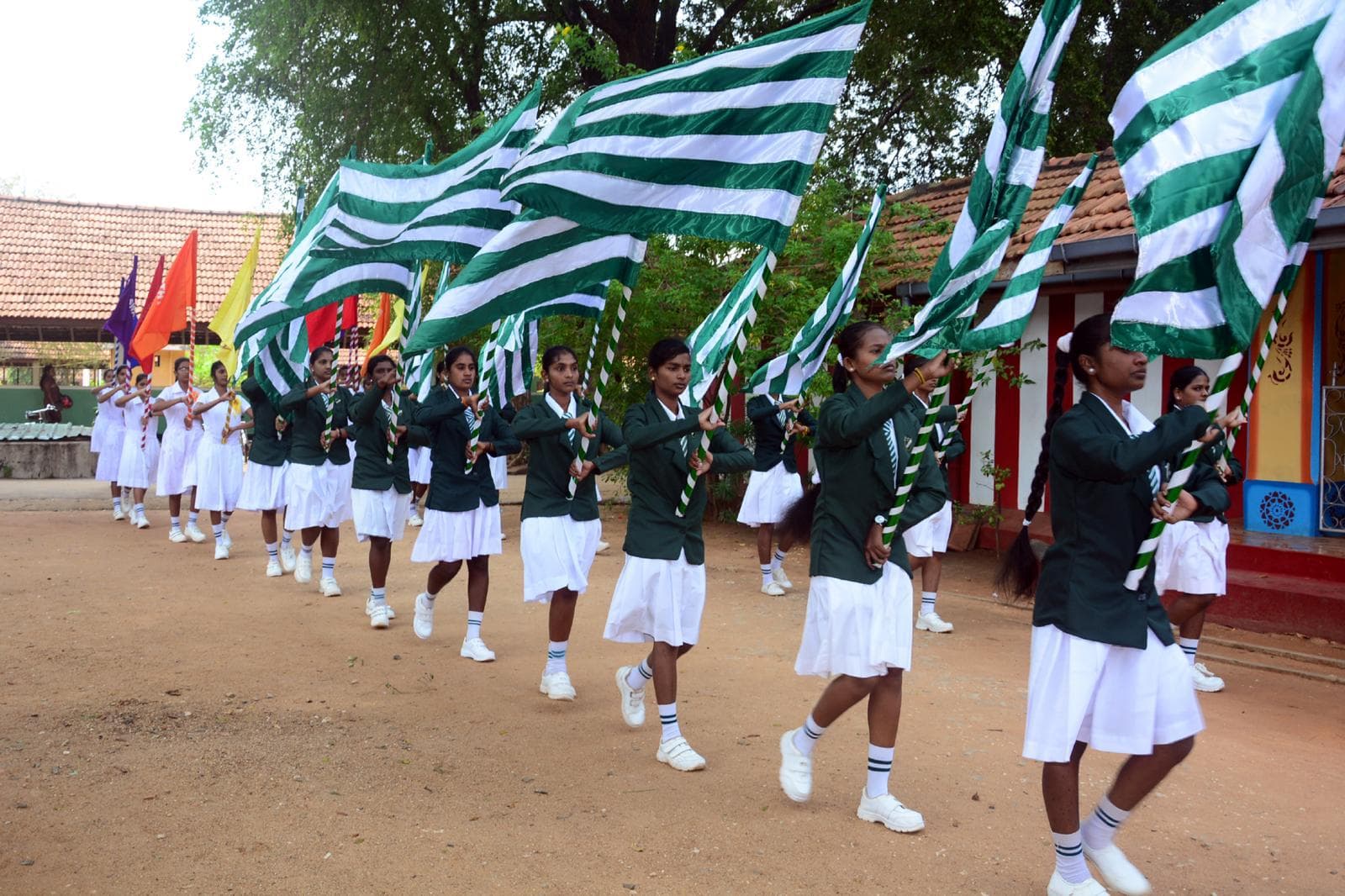 Students of Jaffna Hindu Ladies College representing their houses